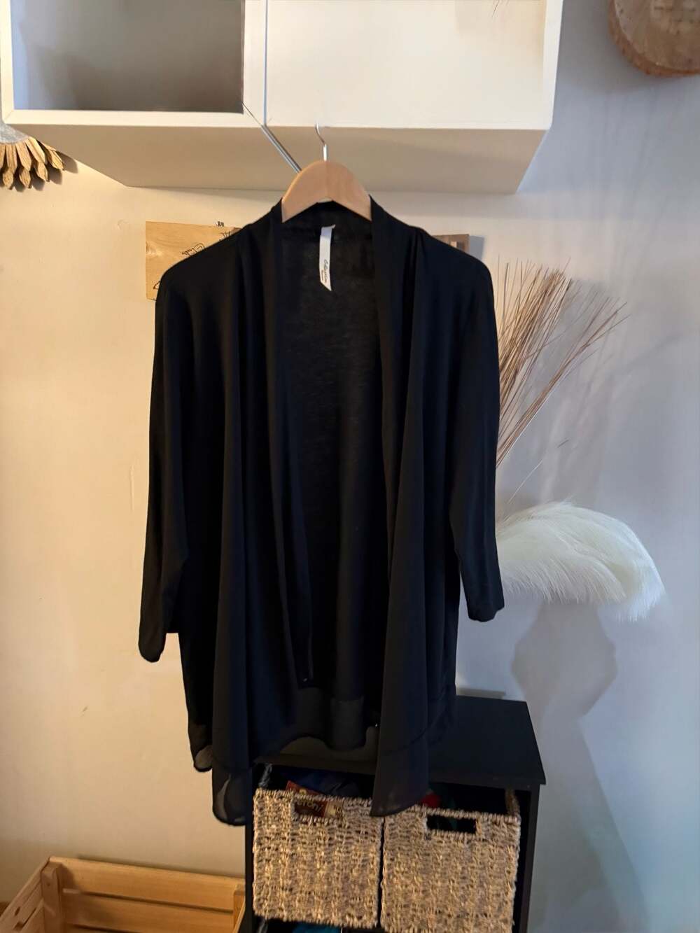 Collection Black Open-Front Cardigan 1X
